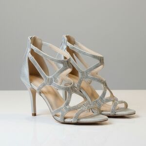 Italina Silver Strappy Heels for Formal Events